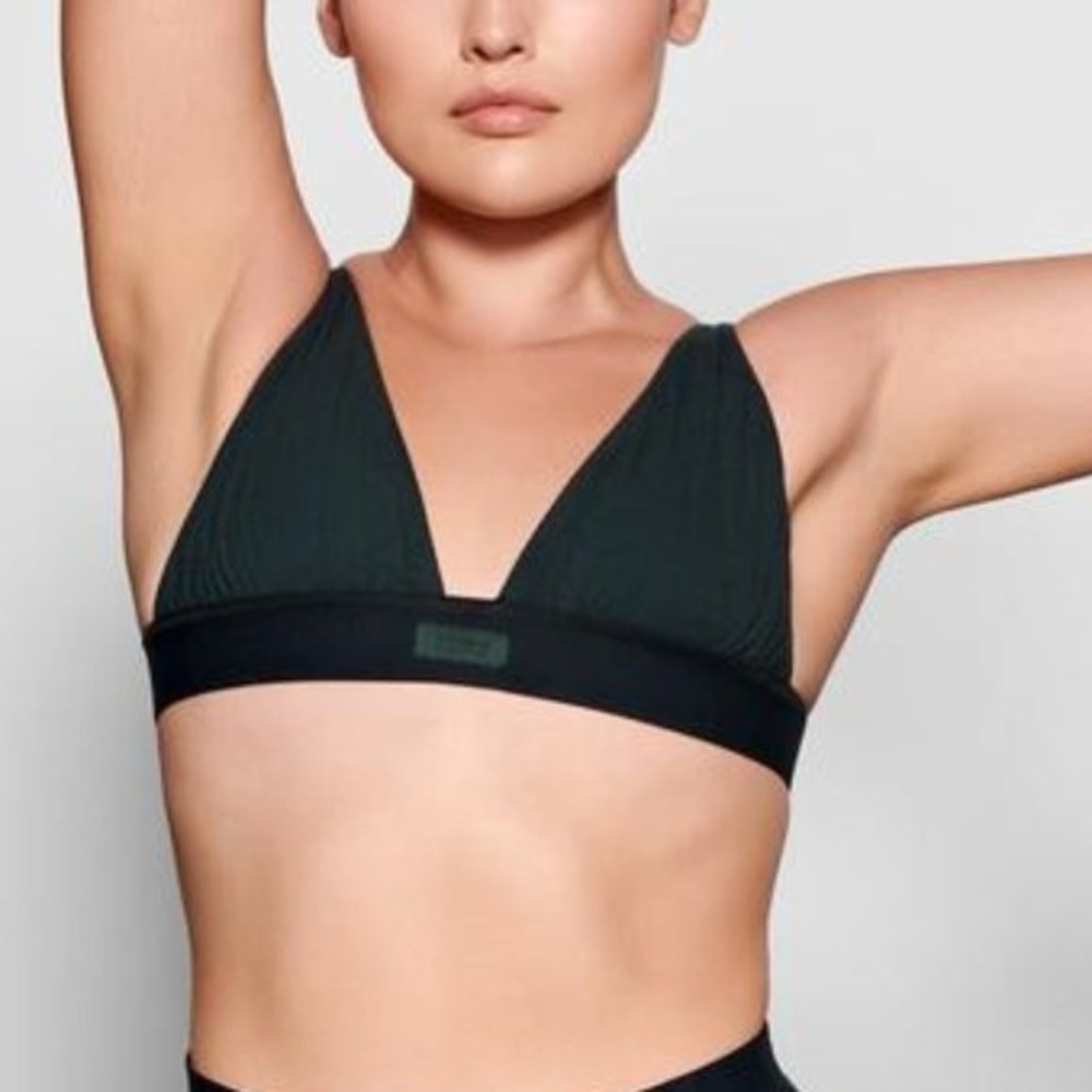 SKIMS Soft Lounge Plunge Bralette and Brief Set in Cypress